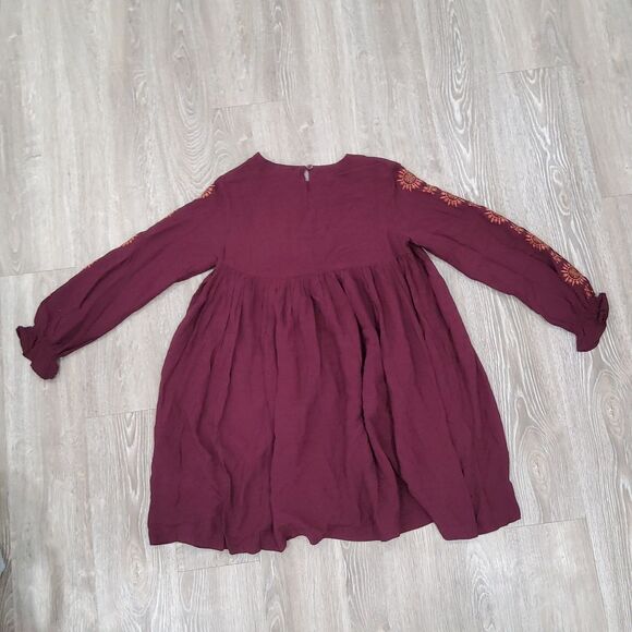 GYMBOREE size 14 Burgundy Boho Peasant Dress with Embroidered Sleeves NWT - Picture 2 of 4